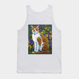 Colorful Orange Tabby in the Flower Garden Tank Top